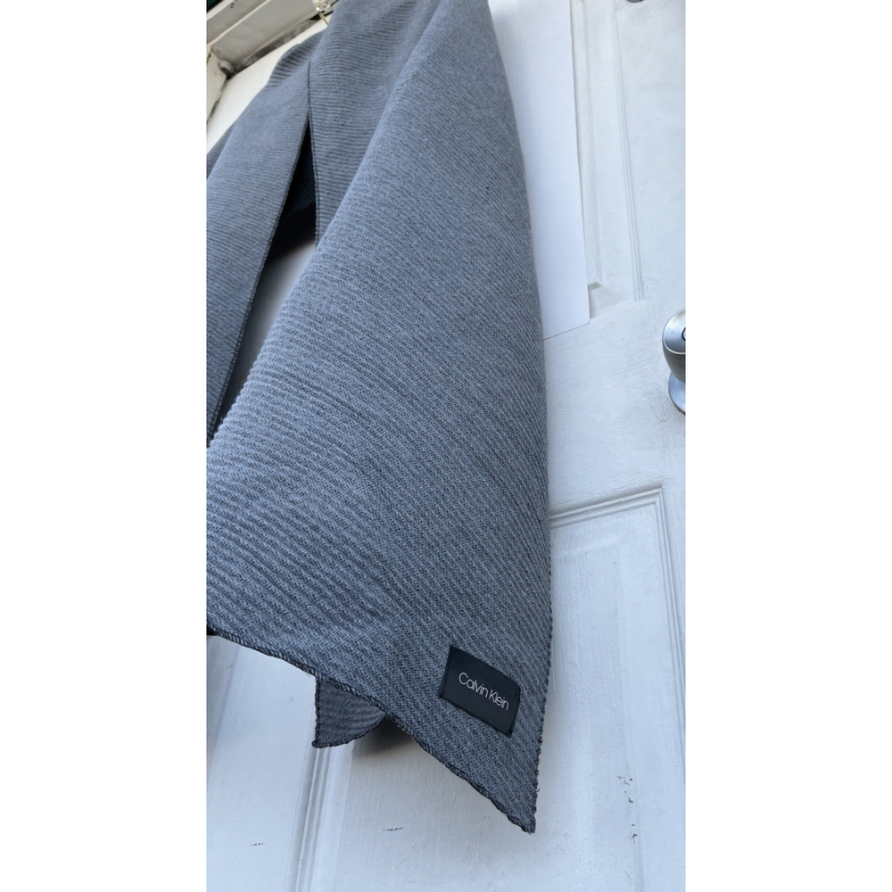 Oversized Reversible Wool Wrap Shawl Gray Black 105 x 24 Minimalist - Picture 13 of 16